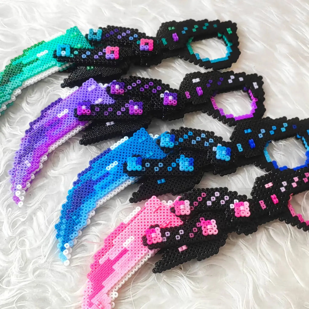 Custom Perler Bead Karambit - Handmade Fuse Bead Pixel Art